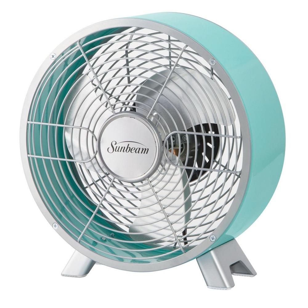 Sunbeam Designer Series Retro Turquoise Round Metal Fan